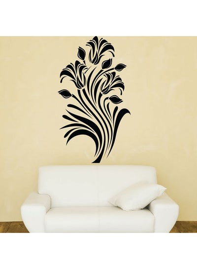 Buy Floral Design Wall Decal Black 60x103cm in UAE