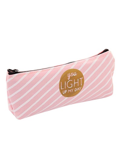 Buy Striped Pencil Case Pink/White in Saudi Arabia