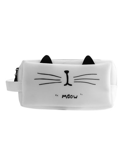 Buy Cartoon Cat Portable Handle Pencil Case White in Saudi Arabia