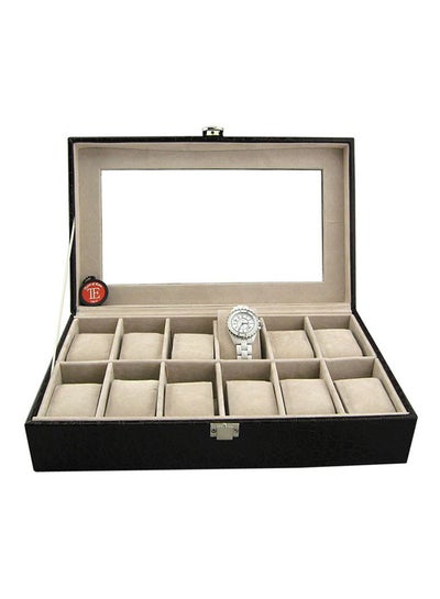 Buy Men's 12 Compartments See Through Window Watch Box in Saudi Arabia