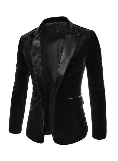 Buy Slimming Corduroy Blazer Black in UAE