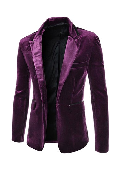 Buy Slimming Corduroy Blazer Purple in Saudi Arabia