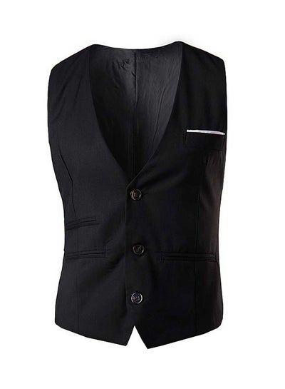 Buy V Neck Waistcoat Black in Saudi Arabia