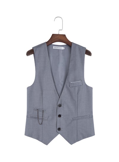 Buy V Neck Waistcoat Grey in UAE