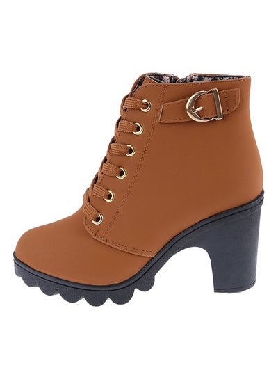 Buy High Heel Ankle Boot Brown in Saudi Arabia