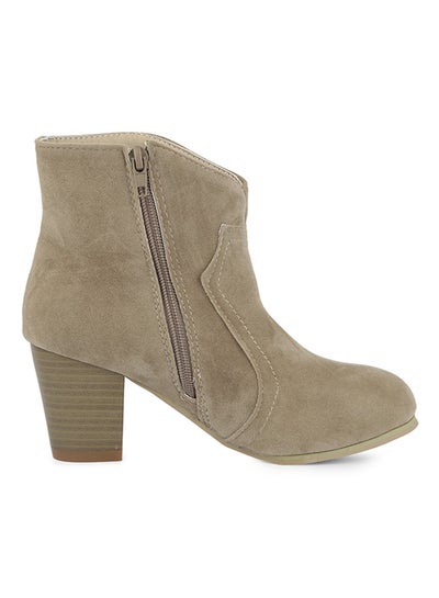 Buy Patchwork Design Scrub Ankle Booties Beige in Saudi Arabia