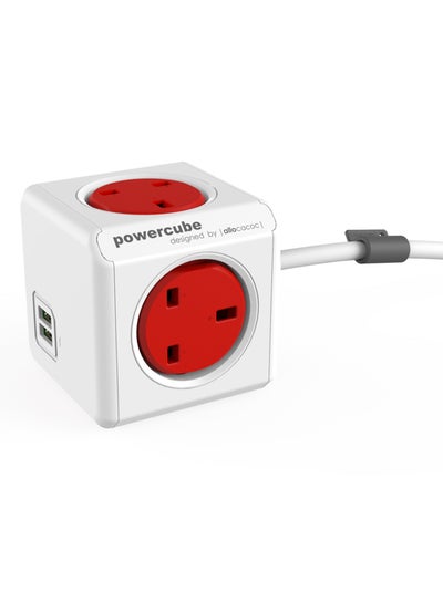 Buy PowerCube Extended Power Adapter With Dual USB Port Red /White in Saudi Arabia