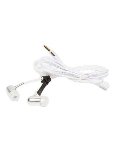 Buy In-Ear Zippered Earphones With Mic White in Saudi Arabia