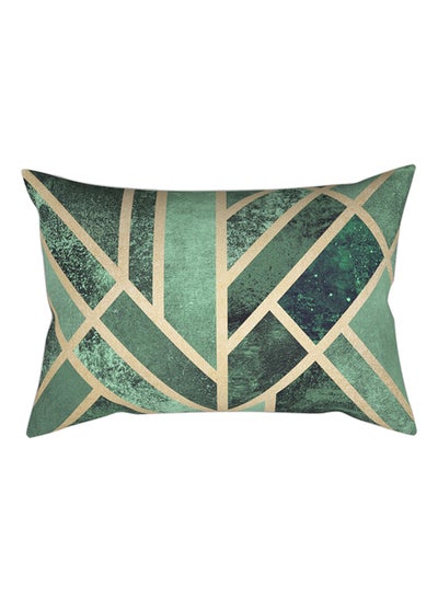 Buy Modern Geometric Pillow Cover polyester Green/Gold 30x50cm in UAE