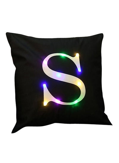 Buy LED Light Up Letter Print Throw Pillow Cover Black 45x45centimeter in Saudi Arabia