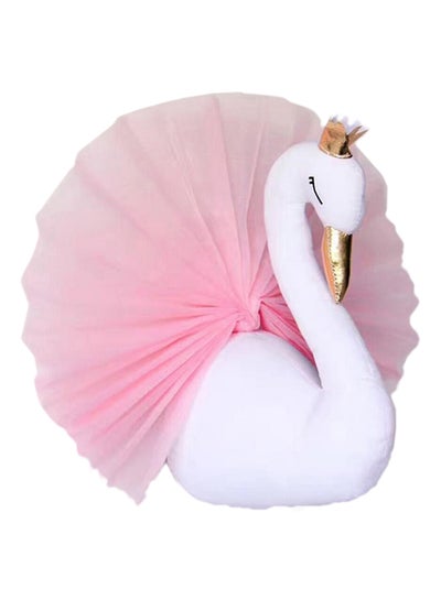 Buy Lovely Crown Small Swan Shaped Wall Hanging Ornament Pink/White 40x54centimeter in UAE