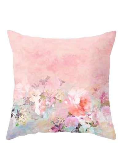 Buy Geometric Striped Flower Pattern Throw Pillow Case Cushion Cover Pink/White 45 x 45cm in Saudi Arabia