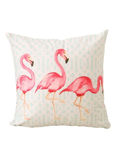 Buy Flamingo Print Throw Pillow Cover Blue/Brown/Pink 45x45centimeter in UAE