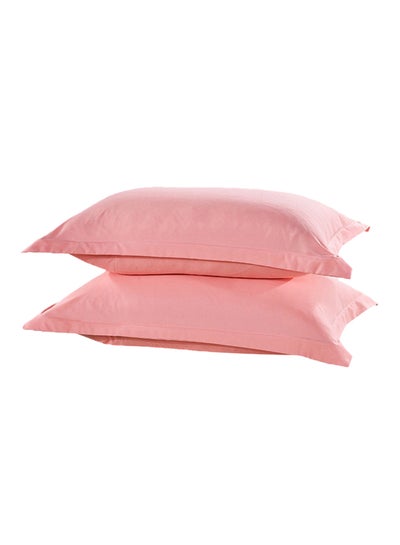 Buy 2-Piece Rectangle Throw Pillow Covers polyester Pink 48x74cm in Saudi Arabia