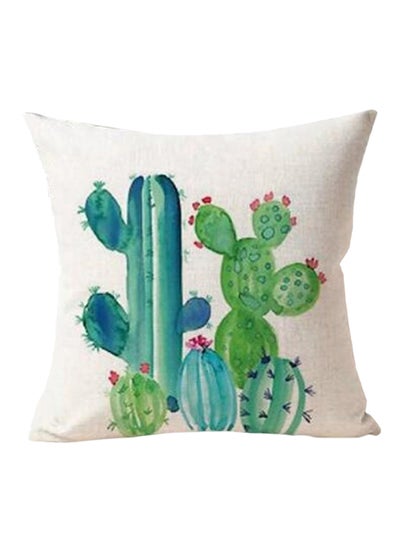 Buy Succulent Potted Print Pillow Cover White/Blue/Green 45x45centimeter in UAE