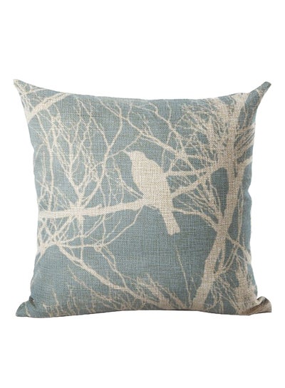 Buy Cute Bird Pattern Throw Pillow Cover Blue/Beige 45x45centimeter in Saudi Arabia