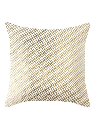 Buy Geometric Pattern Print Throw Pillow Cover White/Gold 45x45centimeter in Saudi Arabia