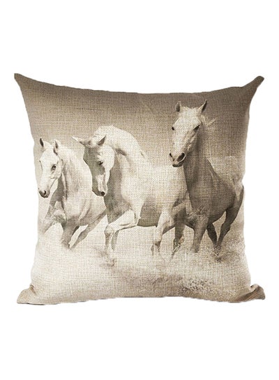 Buy 18-Inch Watercolor Horse Print Pillow Cover Multicolour 45x45cm in Saudi Arabia