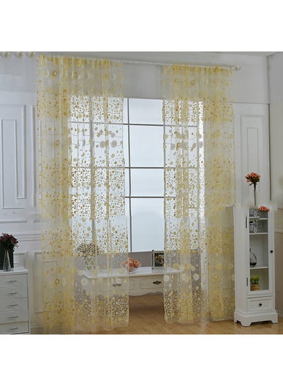 Buy Floral Voile Window Door Curtain Yellow 100x200centimeter in UAE