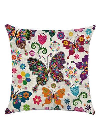 Buy Butterfly Flower Throw Pillow Cover Multicolour 45x45centimeter in Saudi Arabia