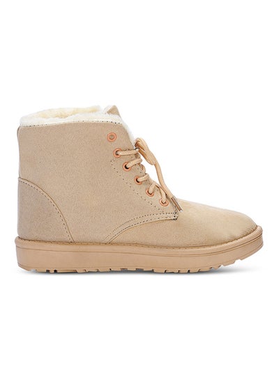 Buy Lace-Up Ankle Length Snow Boots Khaki in Saudi Arabia