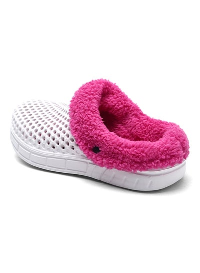 Buy Breathable Fur Anti-skid Slide White/Pink in UAE