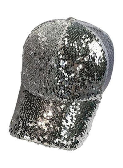 Buy Sequin Peaked Cap White in UAE