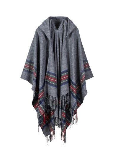 Buy Stripes Design Hooded Cape Grey in Saudi Arabia