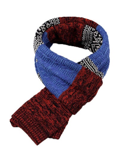 Buy Long Patchwork Scarf Royal Blue/Red/Black in Saudi Arabia