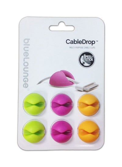 Buy Pack Of 6 CableDrop Cable Holder Green/Pink/Yellow in UAE