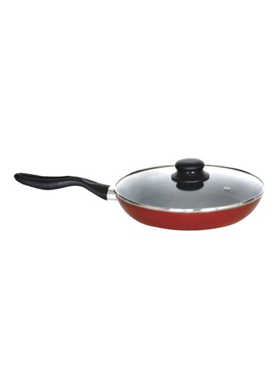 Buy Fry Pan With Lid Red/Black With Clear Lid 28cm in UAE