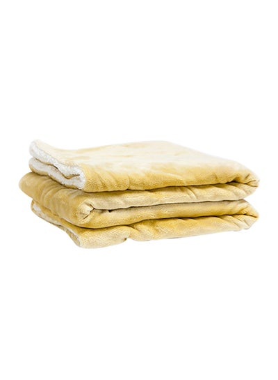 Buy Flannel And Sherpa Comforter Throw polyester Beige in UAE