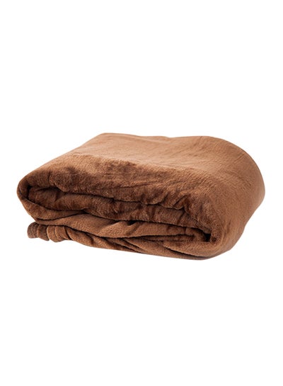 Buy Flannel Blanket Polyester Brown 220x200cm in UAE