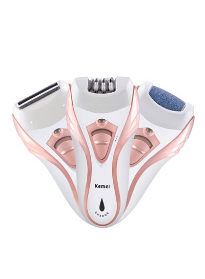 Buy 3-In-1 Electric Epilator White/Pink 12.4x6.1cm in Egypt