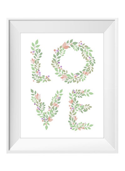 Buy Love Wall Art Painting With Frame White/Green/Pink 32 x 22cm in Saudi Arabia