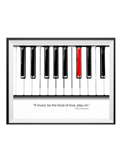 Buy Music Is Food Of Love Quote Wooden Frame Wall Art Painting White/Black 32x22centimeter in Saudi Arabia