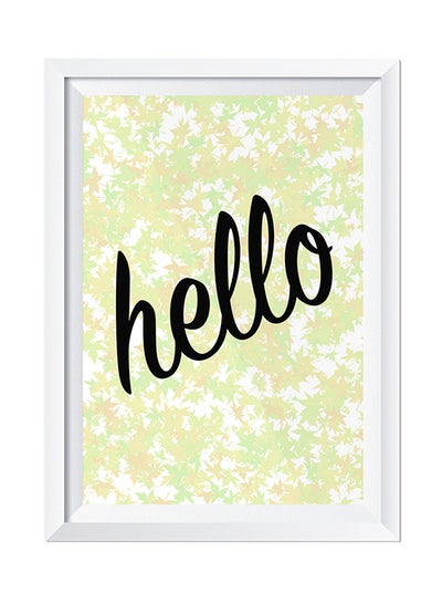 Buy Hello Wall Art Painting With Frame White/Yellow/Black 32 x 22cm in Saudi Arabia