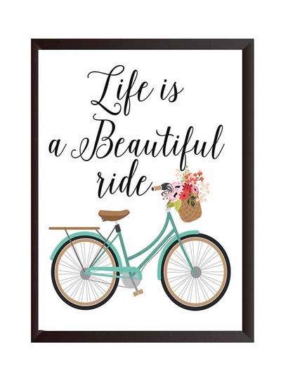 Buy Life Is A Beautiful Ride Wall Art Painting With Frame White/Black/Blue 32x22centimeter in Saudi Arabia