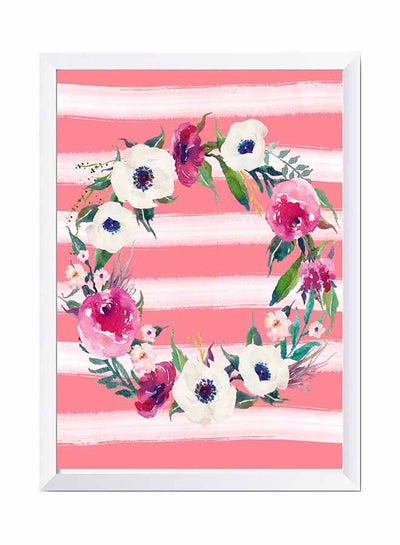 Buy Roses Wall Art Painting With Frame White/Pink/White 32x22cm in Saudi Arabia