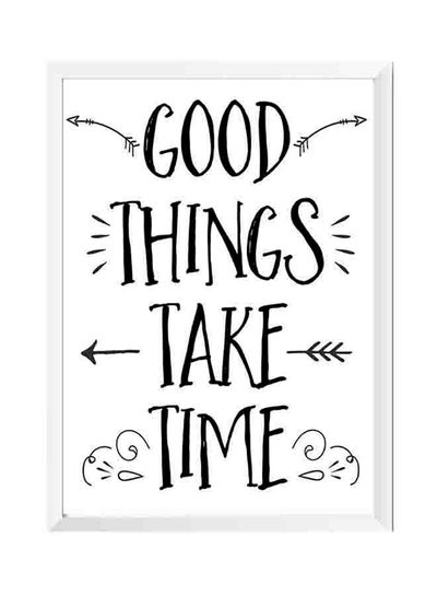 Buy Goods Things Take Time Wall Art Painting With Frame White/Black 32x22cm in Saudi Arabia