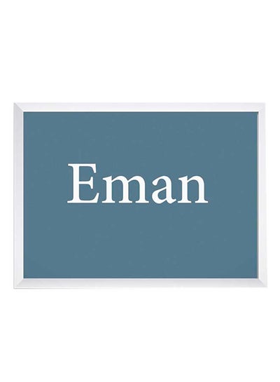 Buy Eman Name Wall Art Painting With Frame Blue 32x22centimeter in Saudi Arabia