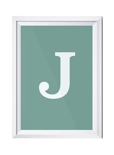 Buy J Letter Wall Art Painting With Frame Green 32x22cm in Saudi Arabia