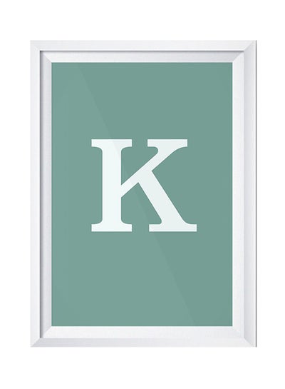 Buy K Letter Wall Art Painting With Frame White/Green 32x22x2cm in Saudi Arabia