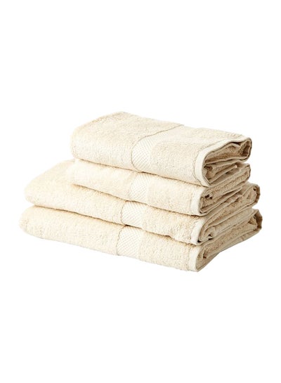 Buy 4-Piece Gardenia Bath And Hand Towel Set Beige 70 x 140, 50 x 100cm in UAE