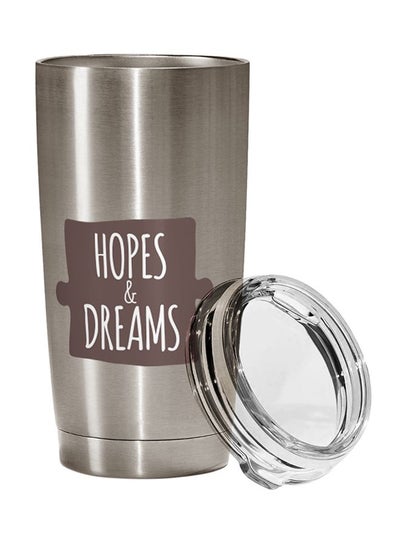 Buy Stainless Steel Travel Tumbler With Acrylic Lid Silver/Clear 9 x 17centimeter in UAE