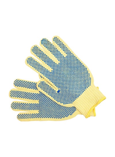 Buy Cut Resistant Working Gloves With Dots Blue/Yellow 10inch in UAE