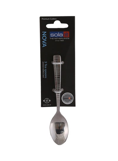 Buy 3-Piece Nova Tea Spoon Set Silver 13centimeter in UAE