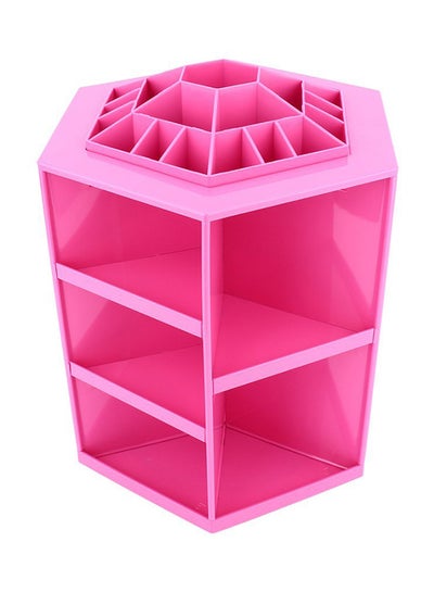 Buy 360 Degree Carousel Rotating Cosmetic Storage Box Pink in Saudi Arabia