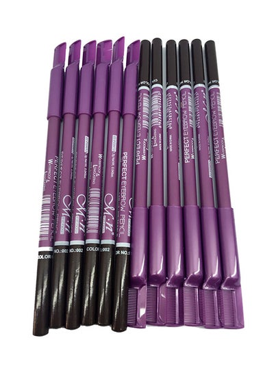Buy 12 Piece Waterproof Perfect Eyebrow Pencil Set Brown in Egypt