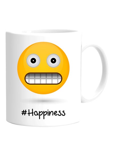 Buy Grimacing Face Emoji Printed Mug White in UAE